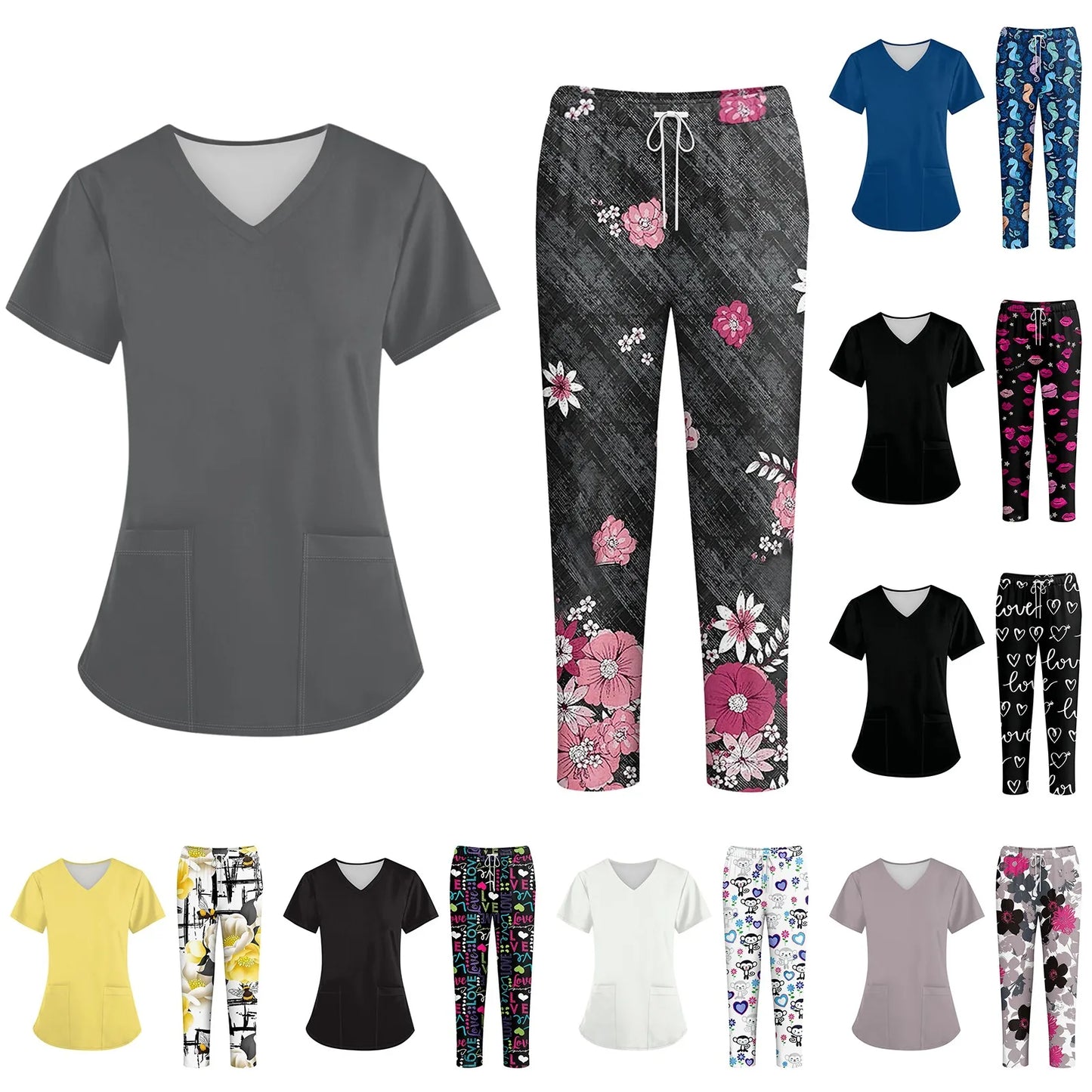 Unisex Medical Uniforms Men Women Nursing Clothes Beauty Costume Nurse Scrubs Sets Doctor Dentist Workwear Clinical Tops Pants