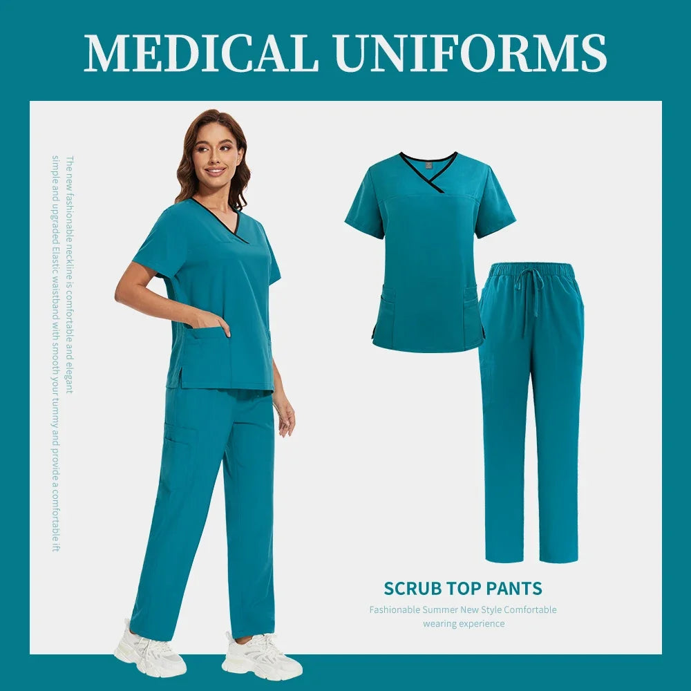 Scrub Uniforms Sets Hospital Clothes for Women Scrubs Set Quick-Drying Comfortable Nursing Outfits Pet Clinic Veterinary Uniform