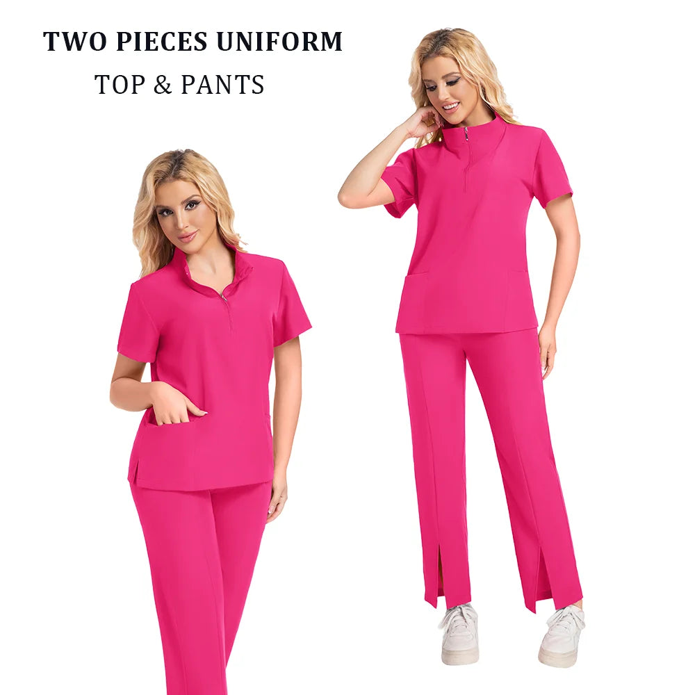 Surgical Uniforms Woman Scrub Set Medical Nurse Beauty Salon Workwear Clinical Scrubs Top Pants Spa Doctor Nursing Clinical Suit