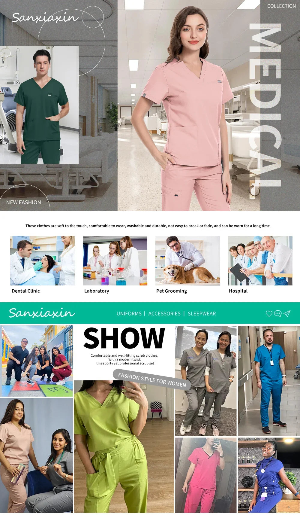 Beauty Salon Work Set Operating Room Scrub Nursing Uniforms with Antibacterial Wrinkle Doctor Medical Workwear Nurse Accessories