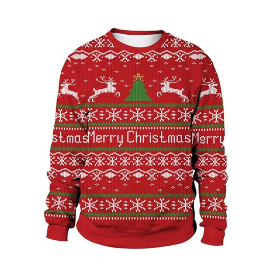 Winter Christmas Sweater Casual Xmas Pullover Men Women Sweatshirts Unisex Long Sleeved