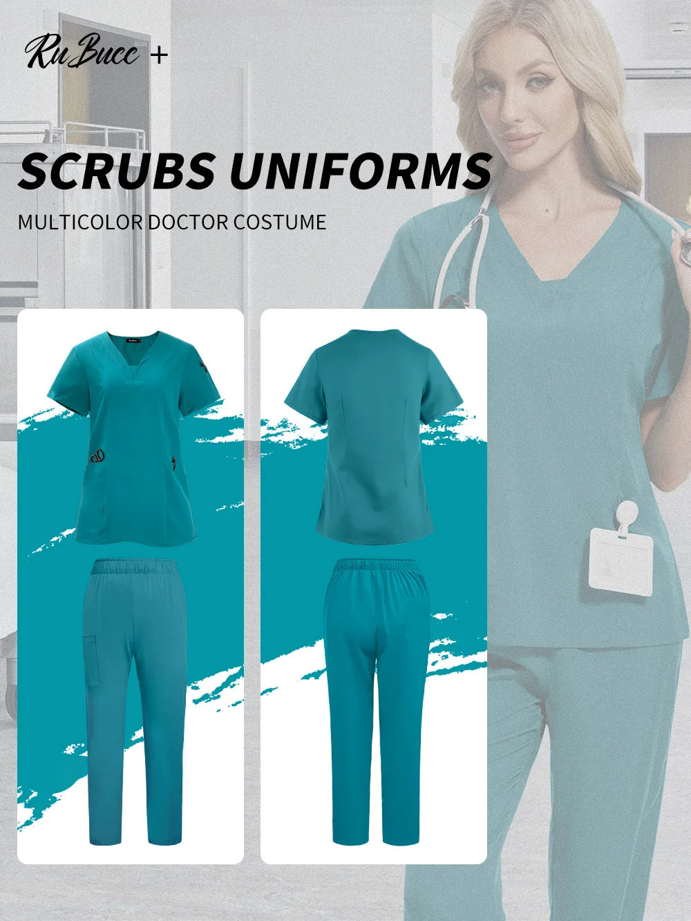 Pet Grooming Institutions Scrub Set Unisex V-Neck Beauty Salon Work Clothes Spa Uniforms Dentistry Surgical Scrub Tops Pants Set