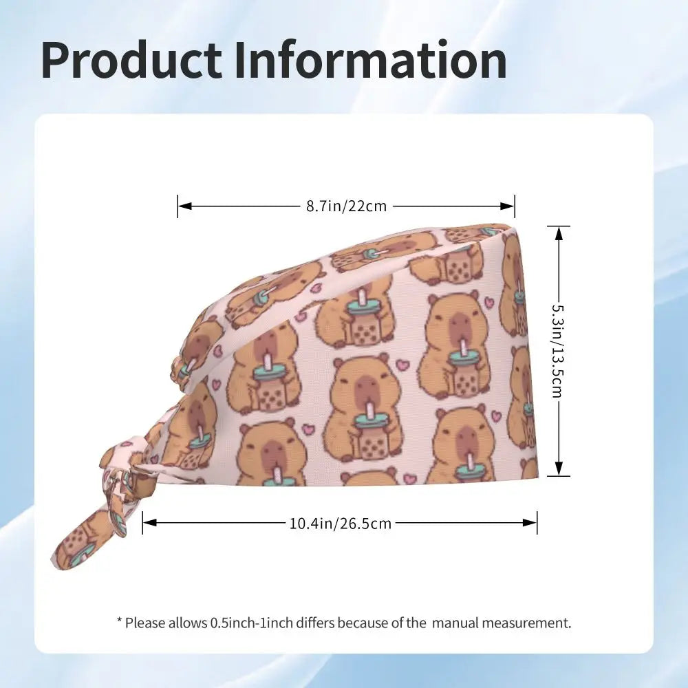 Custom Cartoon Capybara Medical Staff Scrubs Hat Women Men Comic Doctor Nursing Surgical Cap Scrub Caps