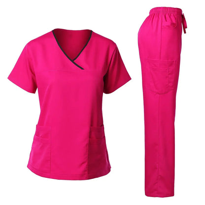 Cherokee Medical Uniforms  Nurse Uniform Scrubs for Women Set Scrub Pants with Pockets and V-neck SPA Scrub Top for Hospital