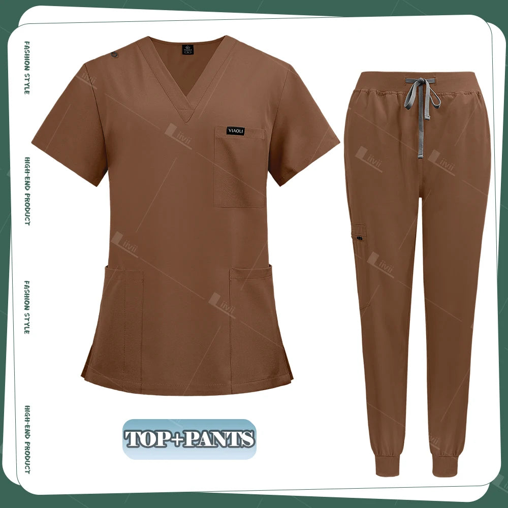 S-XXL Unisex Medical Uniforms Scrub Women Men Clinical Nursing Uniform Doctor Nurse Scrub Set Dentist Workwear Surgery Top Pants
