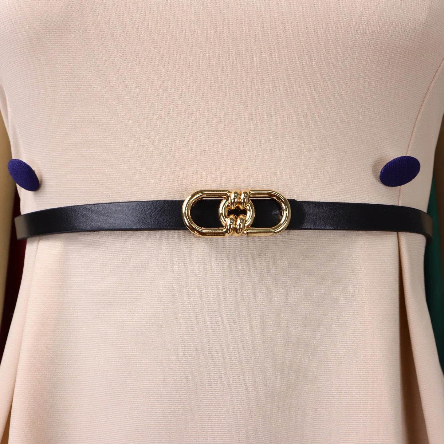 Elegant Office Dresses for Women O Neck Short Sleeve Belt Waisted Package Hips Mid Calf Professional Business Work Dress Midi OL