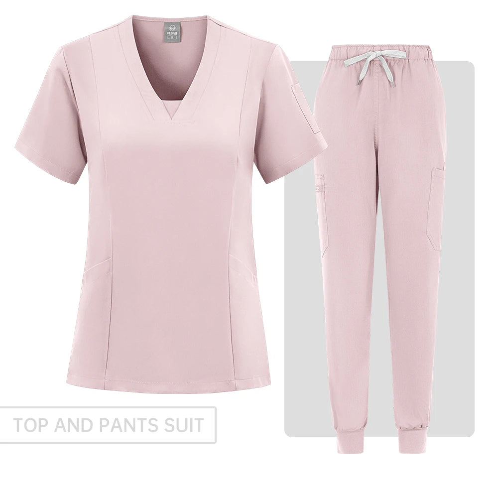New Straight Pants Scrubs Set Medical Uniforms Stretch Tops with Pocket Nurse Uniform Surgery Suits Nursing Workwear Accessories