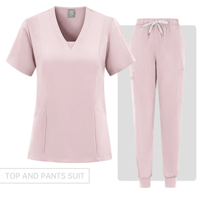 New Straight Pants Scrubs Set Medical Uniforms Stretch Tops with Pocket Nurse Uniform Surgery Suits Nursing Workwear Accessories