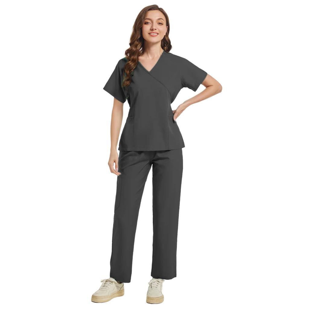 Slim Fit Women Scrubs Sets Hospital Medical Uniforms Nurses Accessories Dental Clinic Beauty Salon Spa Workwear Scrubs Tops Pant