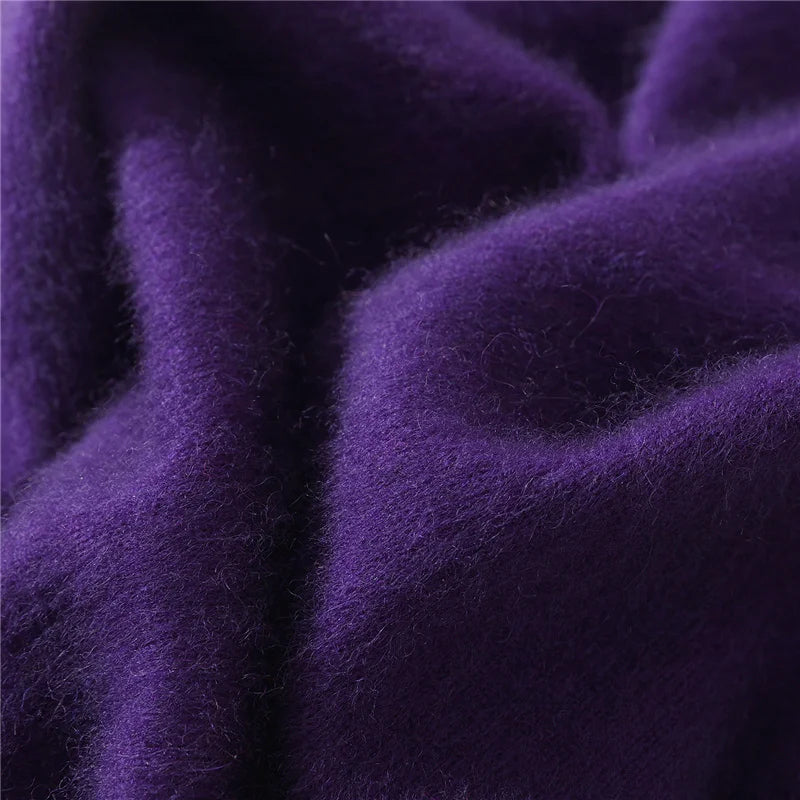 Autumn Winter Sweater Pullover Women's Clothing 100% Mink Cashmere Sweater Pullover O-Neck Basic Long Sleeve Warm Fleece Knitted