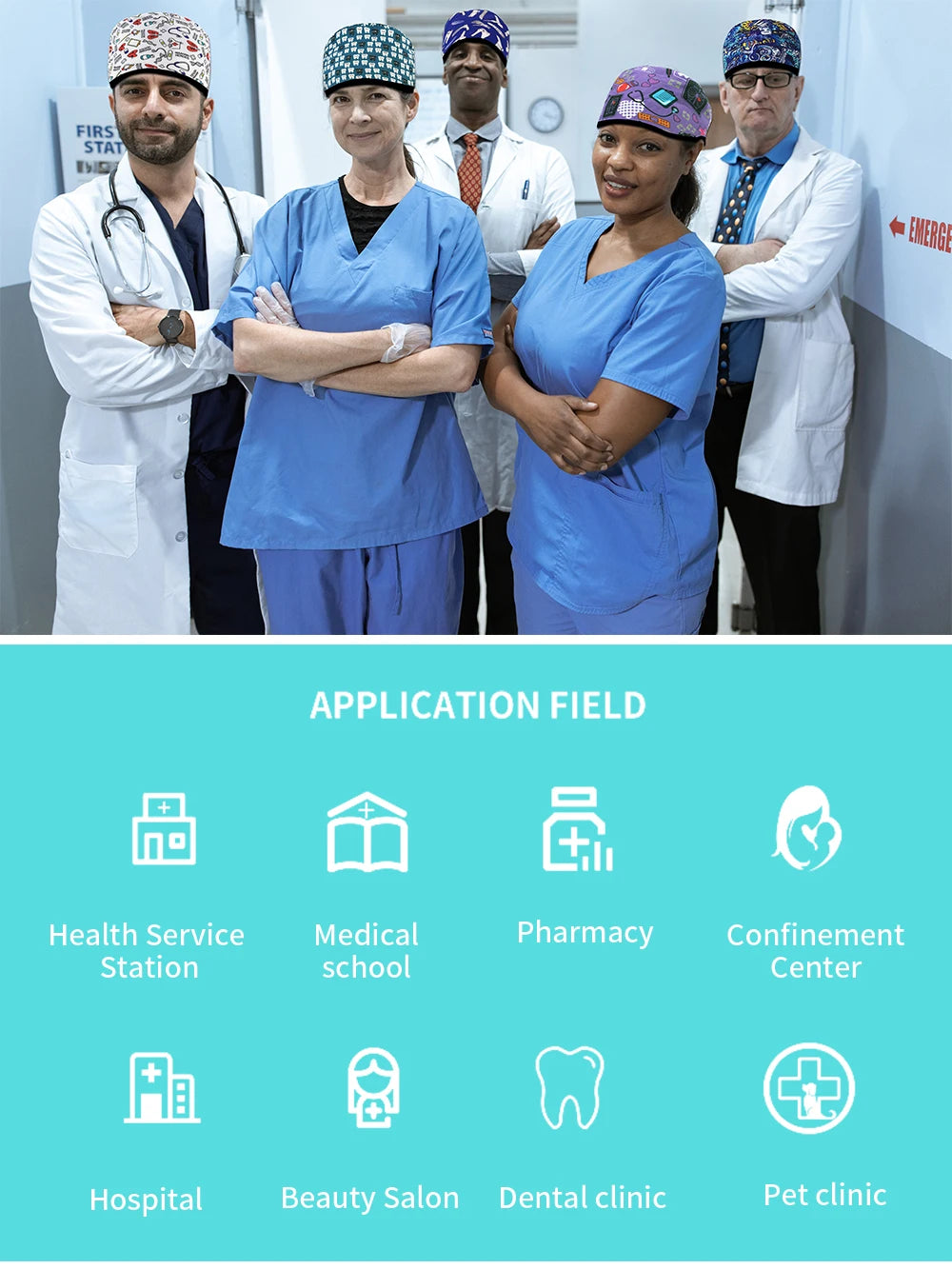 Scrub Cap Printed Cotton Beauty Salon Surgeon Cap Dental Clinic Nursing Hat Women Men Surgical Caps Wholesale Nurse Accessories