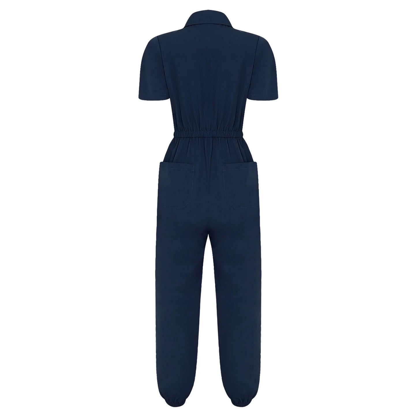 Womens Short Sleeve Scrubs Jumpsuit Front Zipper Elastic Waist Jogger Pants Rompers Nurse Doctor Workwear for Caring Nursing