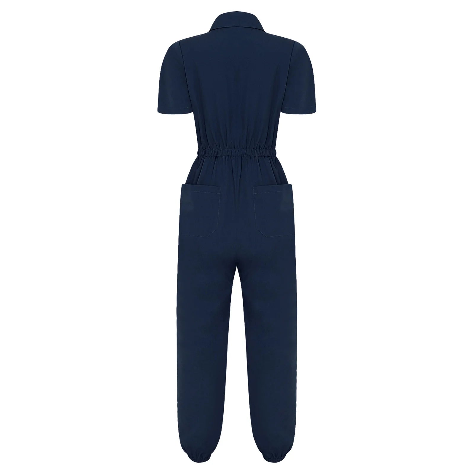 Womens Short Sleeve Scrubs Jumpsuit Front Zipper Elastic Waist Jogger Pants Rompers Nurse Doctor Workwear for Caring Nursing