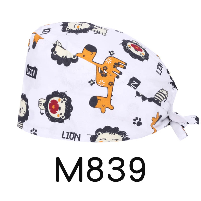 LONG HAIR Scrub Caps Surgical Medical Hats Cotton Nursing Caps Breathable Bouffant Healthcare Chef Pediatric Veterinary Hats M81