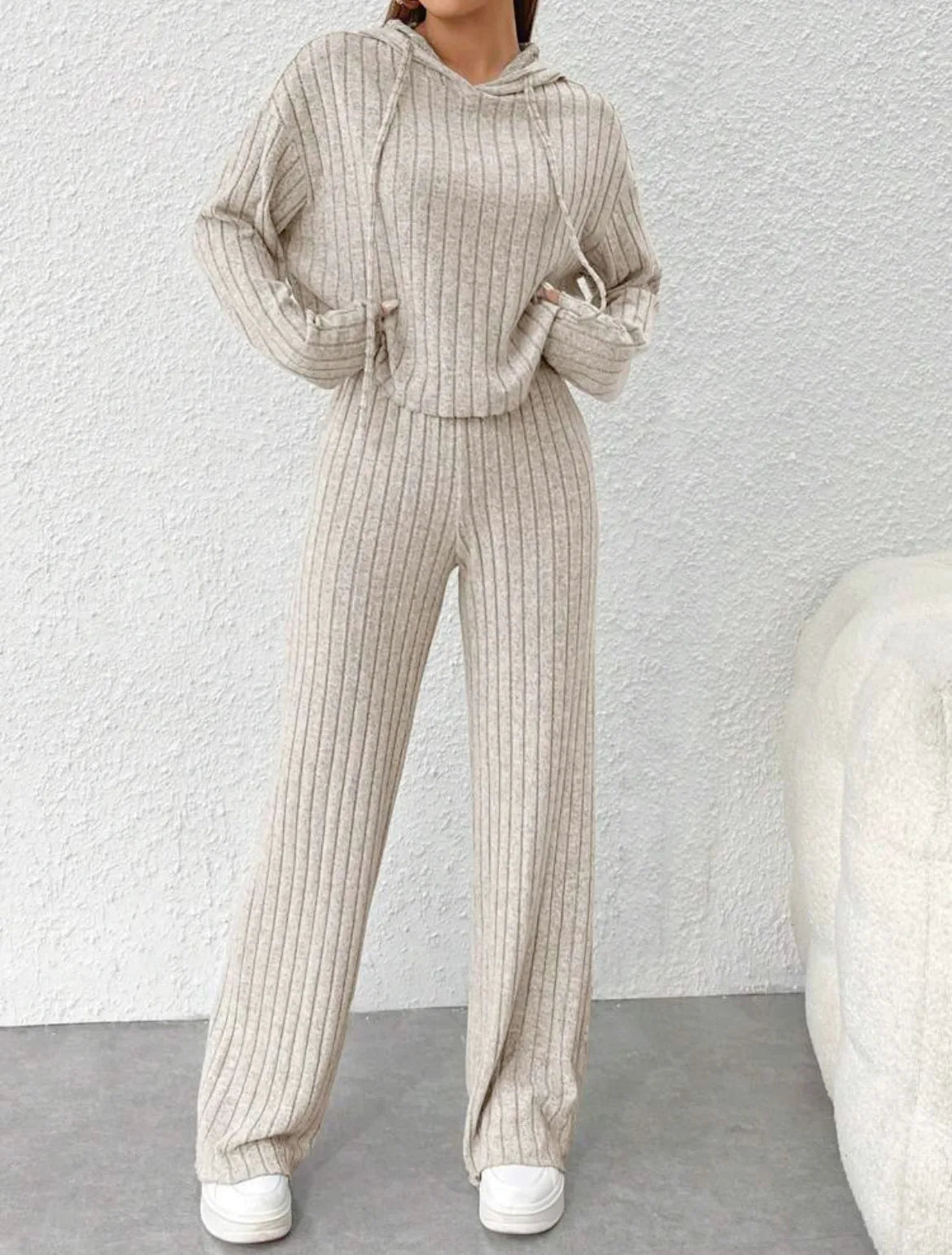 Fashion Long Sleeve Knitted Pant Sets Women Autumn Winter Home Casual Comfortable 2 Piece Sets Women Outfit  Two Piece Set