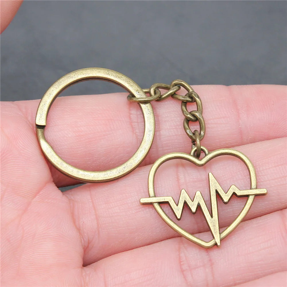 Nurse Doctor Needle Syringe Stethoscope EMT Caduceus Medical Symbol Brain Lungs Keychain Jewelry Medicine Graduate Gift