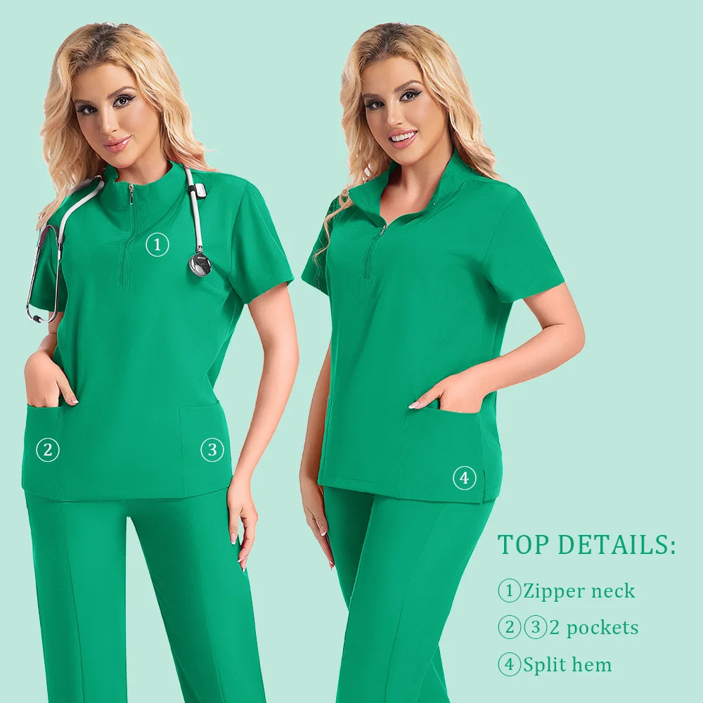 Surgical Uniforms Woman Scrub Set Medical Nurse Beauty Salon Workwear Clinical Scrubs Top Pants Spa Doctor Nursing Clinical Suit