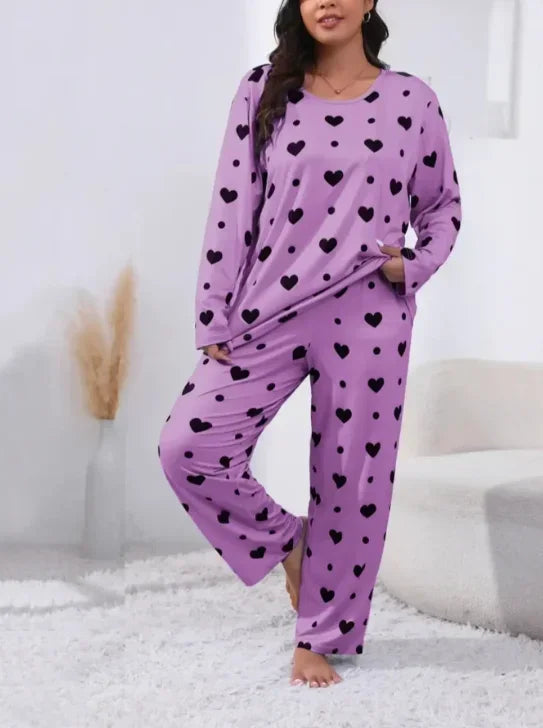 Plus Size Women's Fashion Winter Outfit Clothing Sets Flannel Pullover Warm Thicken Little Bear Graphical Round Neck Outfit