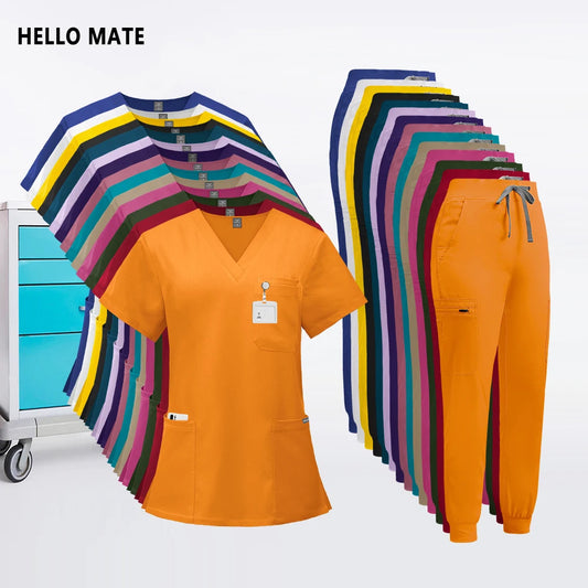 Nursing Clinical Scrubs Set Sanitary Uniform Medical Clothing Veterinary Surgical Top Pants Men Women Work Wear Dentist Overalls