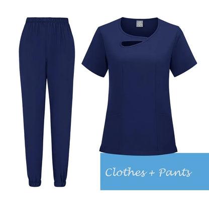 New Medical Doctor Nurse Surgical Uniforms Woman Scrub Set Beauty Salon Work Wear Clinical Scrubs Top-Pants Spa Nursing Tunic