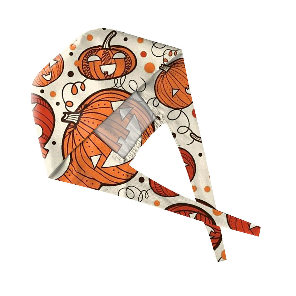 Halloween Cartoon Printing Scrubs Caps Hat Women Nurse Cap Pet Clinic Work Hat Scrub Hats Festive Accessories Nurse Hat
