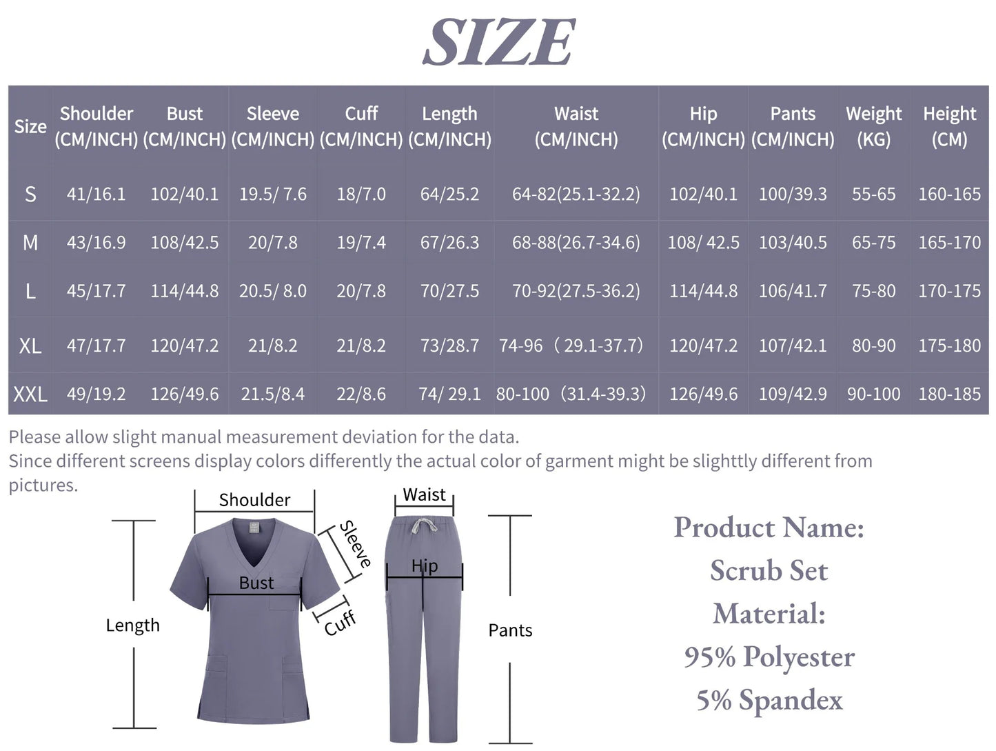 New Scrubs Set Medical Uniforms Stretch Scrub Tops With Pocket Pants Nurse Uniform Doctor Surgery Overalls Beauty Salon Workwear