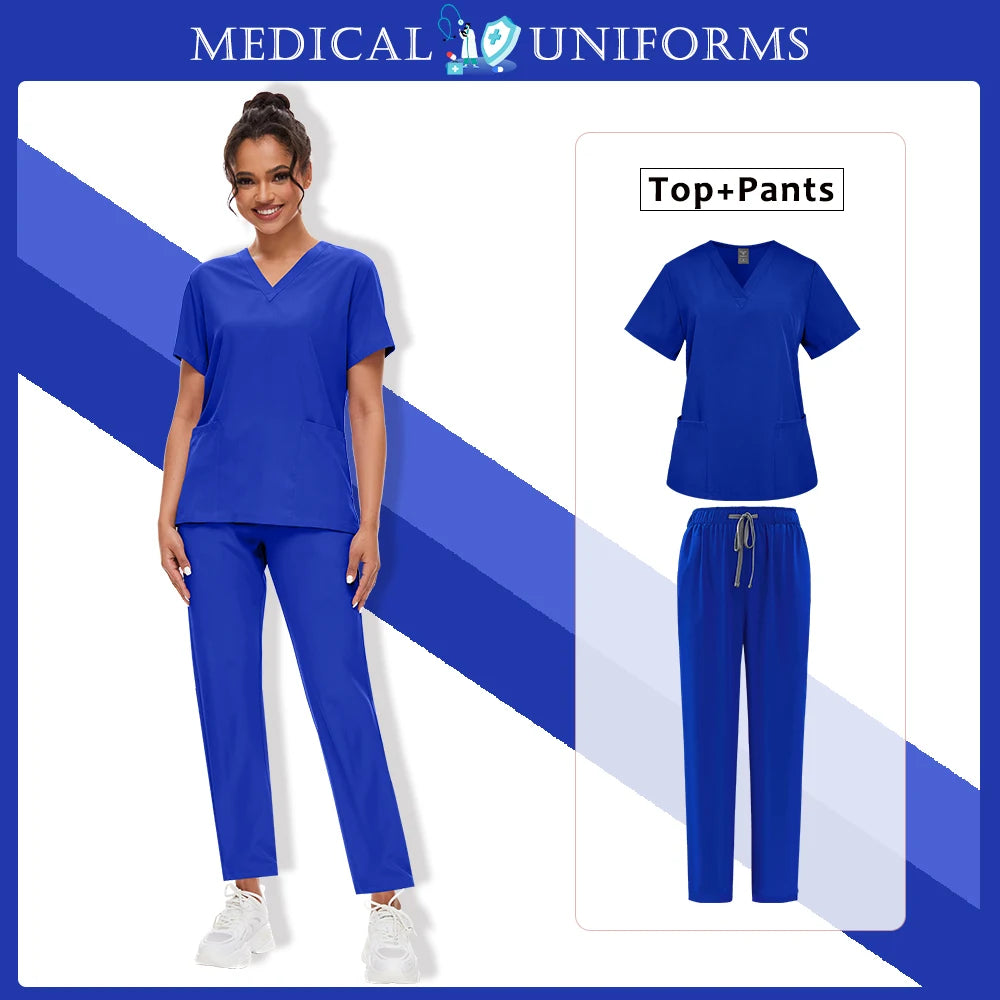 Wholesale Scrubs Set Nurse Dental Straight Surgery Suit Operating Room Clothing Medical Nurse Uniform Hospital Working Work Wear