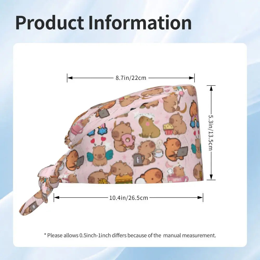 Custom Cartoon Capybara Medical Staff Scrubs Hat Women Men Comic Doctor Nursing Surgical Cap Scrub Caps