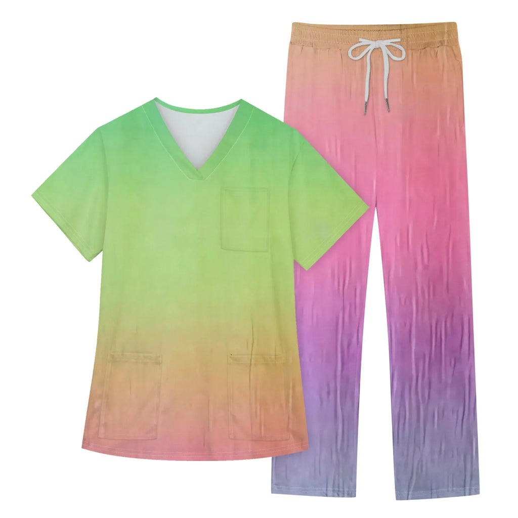 Women Medical Uniforms Slim Fit Scrubs Sets Tops Straight Pant Nurses Accessories Dental Clinic Beauty Salon Workwear Clothes