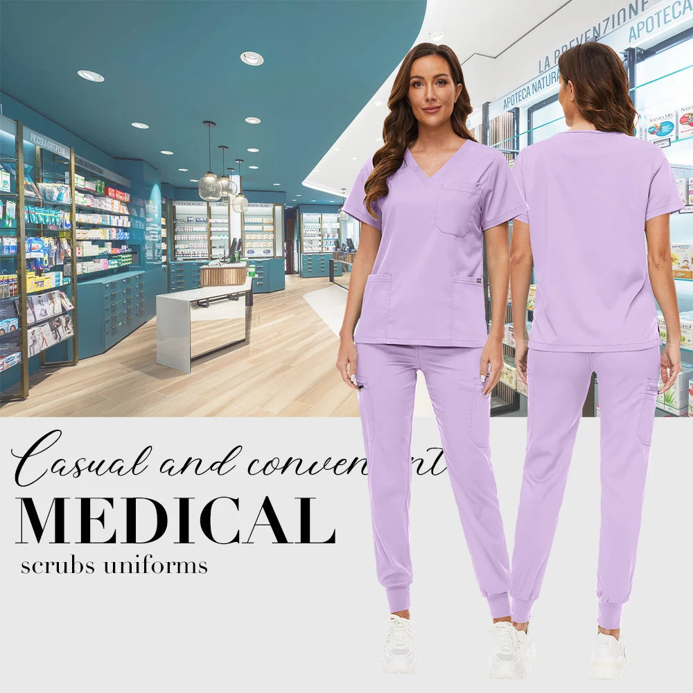 Hospital Scrub Sets Uniform Women Jogger Suit Nurse Accessories Medical Surgical Scrub Sets Pharmacy Healthcare Work Wear Unisex