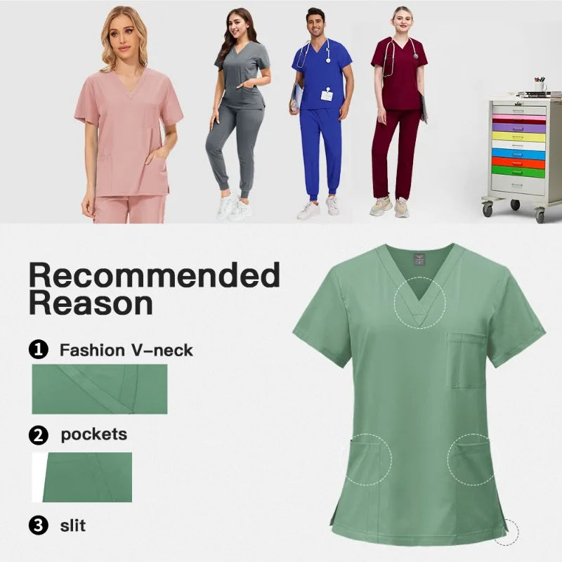Medical Scrubs Bulk Order - Anti-Microbial Jogger Sets for Surgery/Dental/Vet/SPA/Pharmacy Multi-Pocket Workwear with Pen Slot