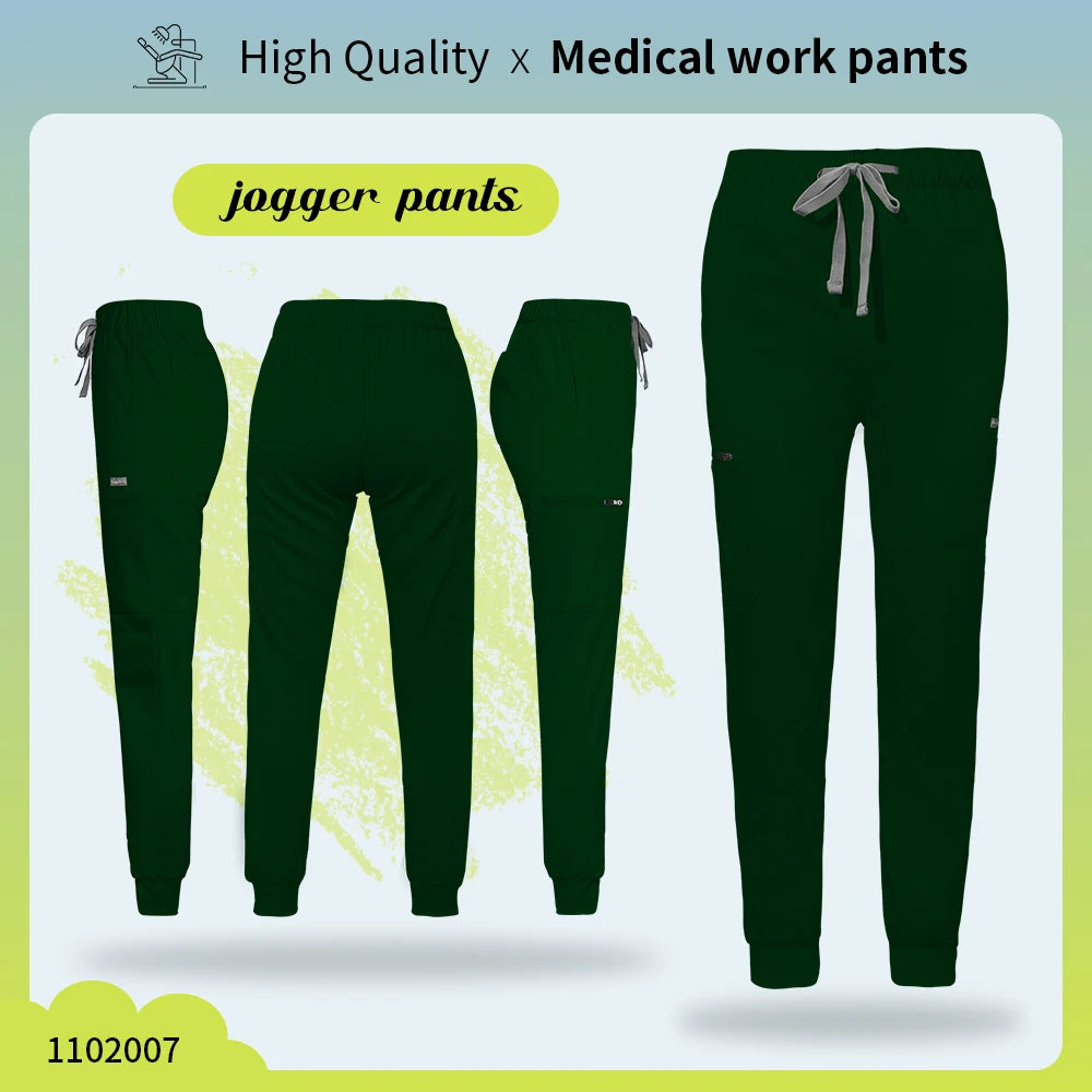 Solid Color Jogger Pants Stretch Medical Pants Dental Clinic Scrub Trousers Comfortable Veterinary Operating Room Scrubs Bottoms