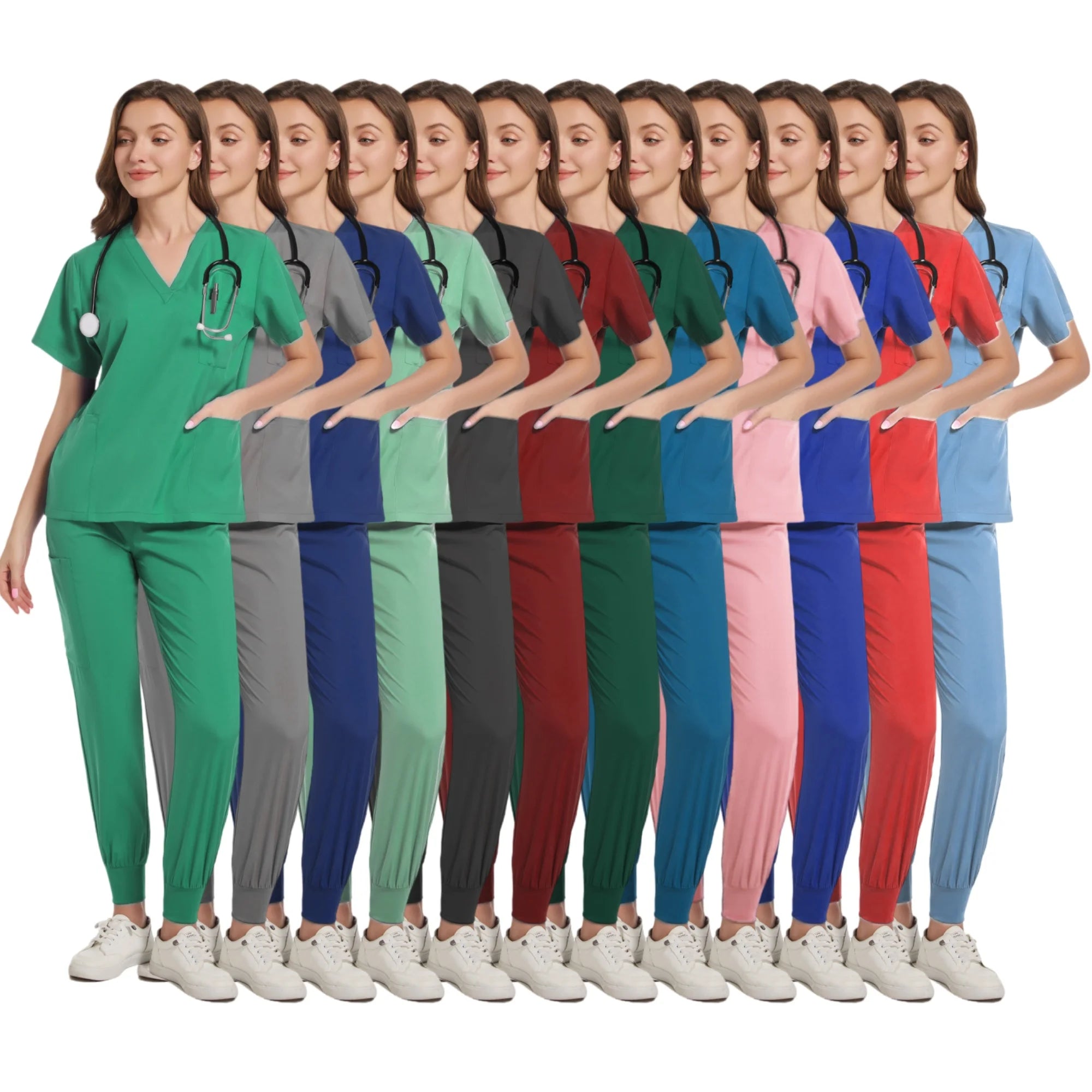 Women Scrub Set Surgical Nursing Scrub Sets Hospital Uniform Medical Factory Wholesale Uniforms Womens Custom Scrubs