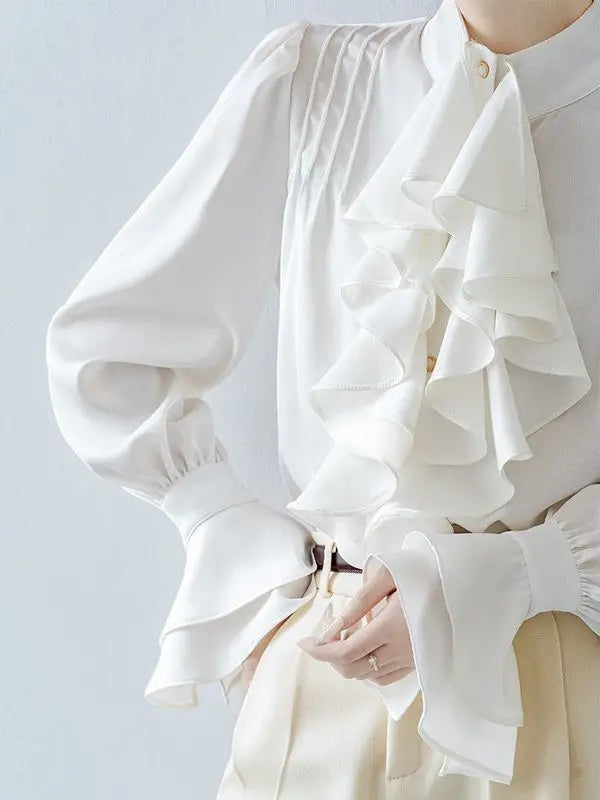 Office Lady Shirts for Women White Elegant Clothing All-match Fashion Korean Style High Street Chic Long Sleeve Spring Autumn