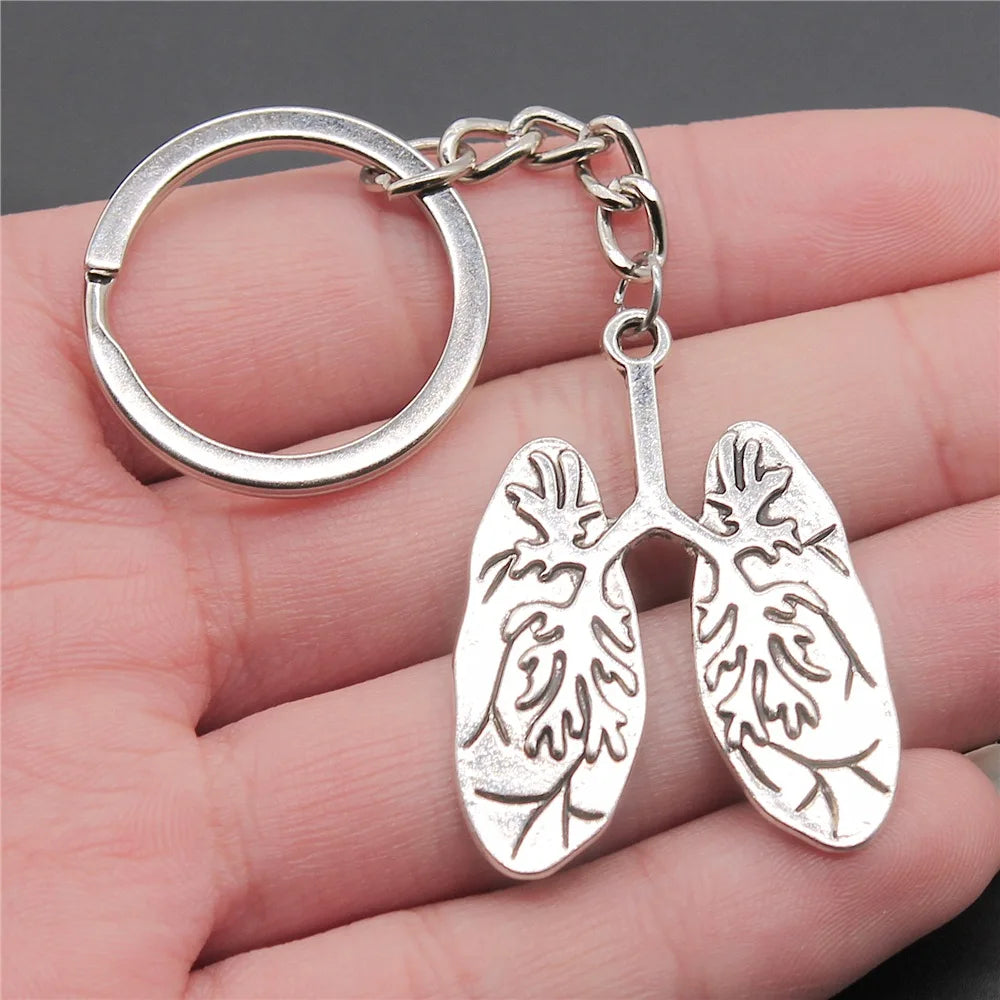 Nurse Doctor Needle Syringe Stethoscope EMT Caduceus Medical Symbol Brain Lungs Keychain Jewelry Medicine Graduate Gift