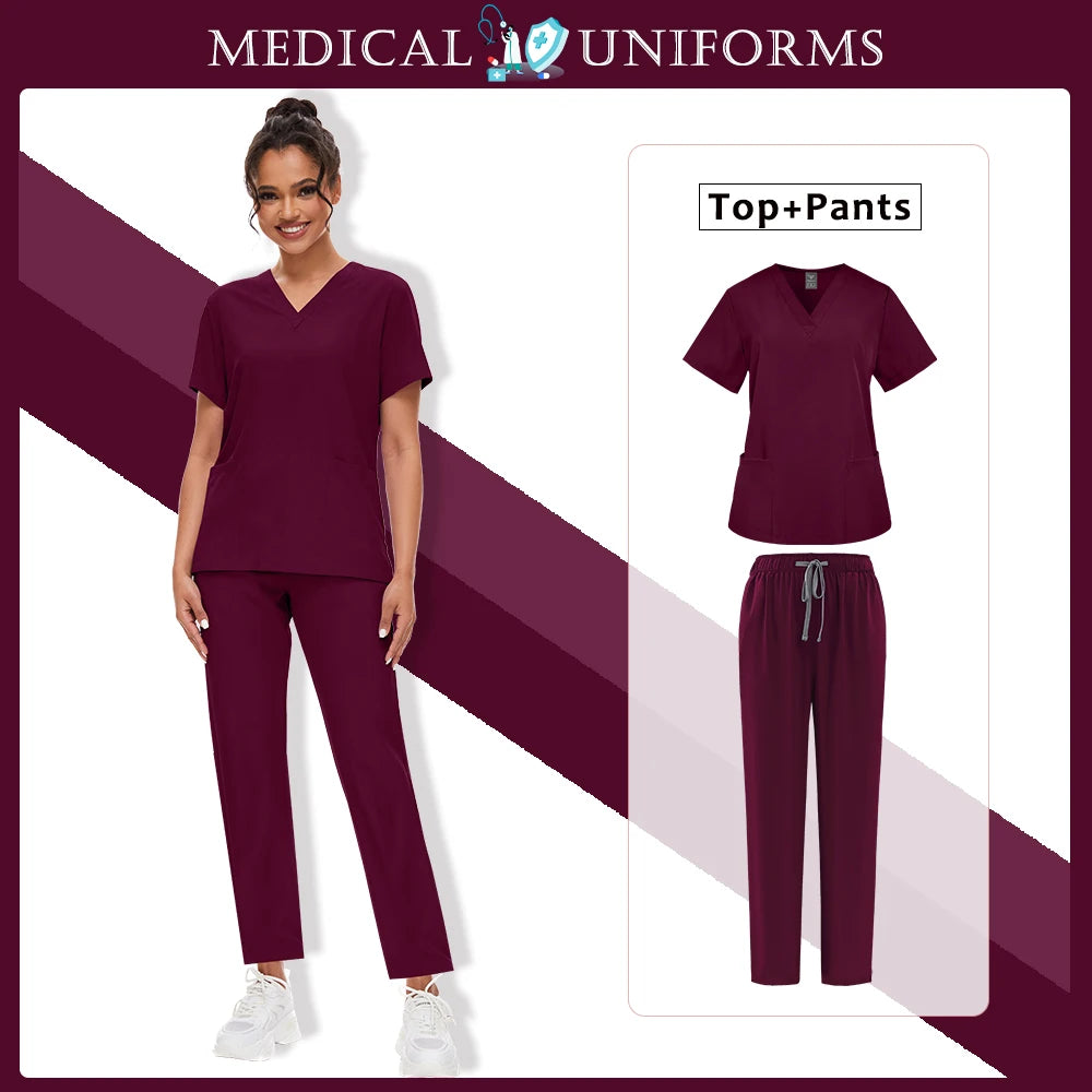 Wholesale Scrubs Set Nurse Dental Straight Surgery Suit Operating Room Clothing Medical Nurse Uniform Hospital Working Work Wear
