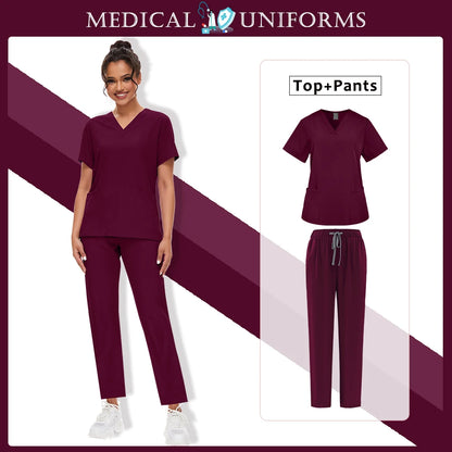Wholesale Scrubs Set Nurse Dental Straight Surgery Suit Operating Room Clothing Medical Nurse Uniform Hospital Working Work Wear