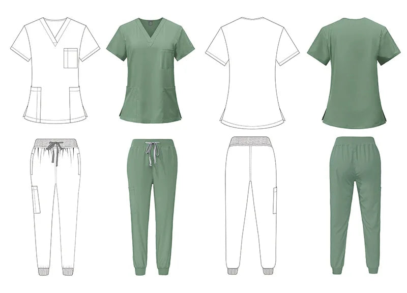 Medical Scrubs Bulk Order - Anti-Microbial Jogger Sets for Surgery/Dental/Vet/SPA/Pharmacy Multi-Pocket Workwear with Pen Slot