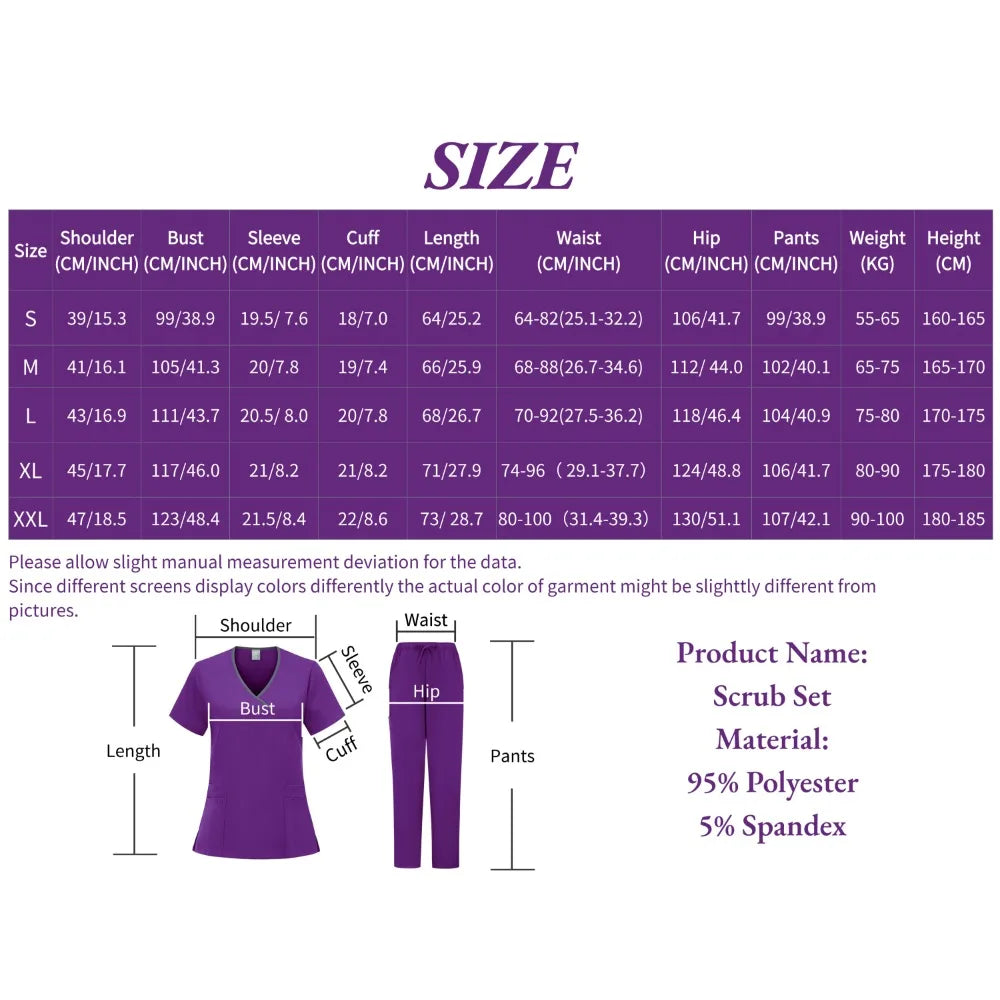 Nurse Scrubs New Fashion Medical Scrub Soft Breathable Jogger Pants Set Surgical Uniforms Woman Nursing Clinical Doctor Workwear