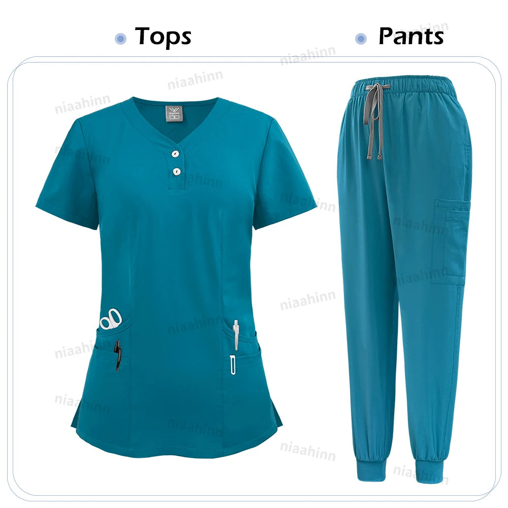 Nurse Women’s Surgical Scrubs Healthcare Nursing Scrub Uniform Thin Breathable Doctor Work Wear Medical Accessories Dental Scrub