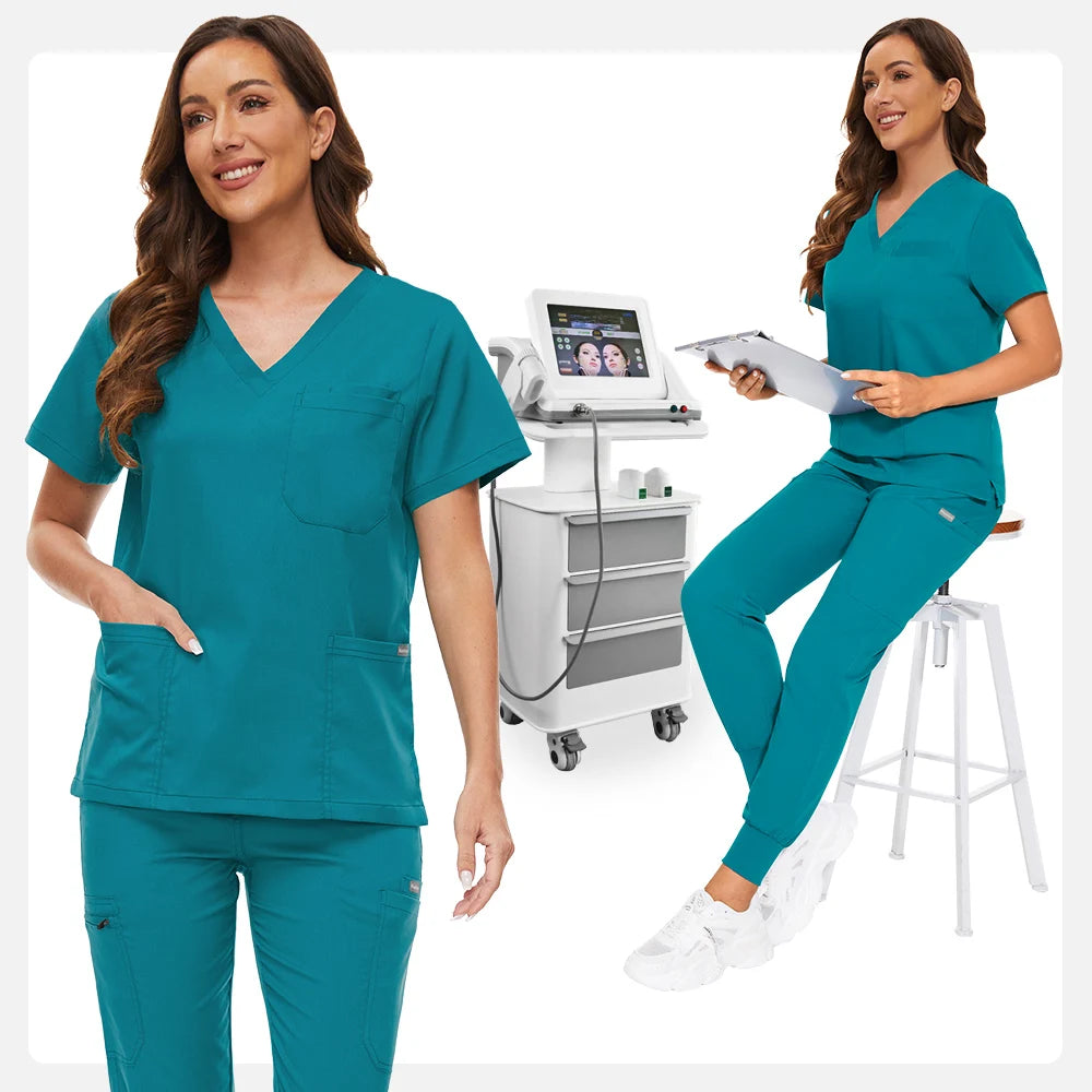 Hospital Scrub Sets Uniform Women Jogger Suit Nurse Accessories Medical Surgical Scrub Sets Pharmacy Healthcare Work Wear Unisex
