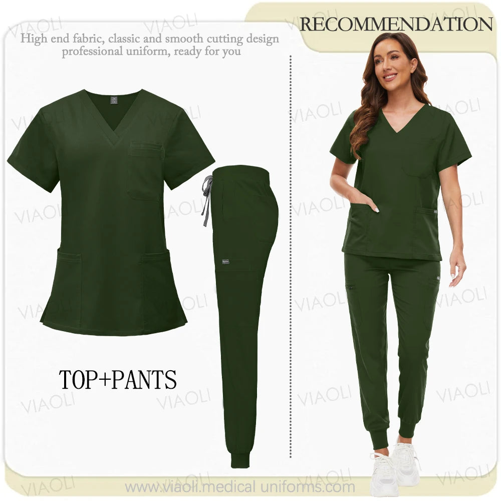 Unisex Medical Uniforms Men Women Nursing Clothes Beauty Costume Nurse Scrubs Sets Doctor Dentist Workwear Clinical Tops Pants
