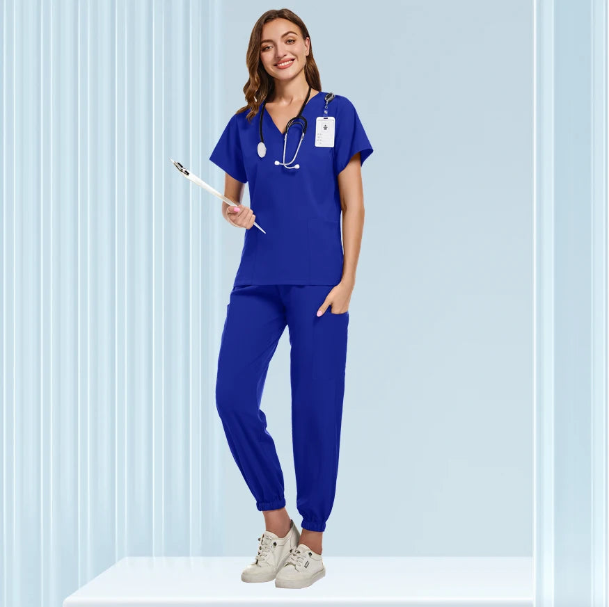 Unisex Doctor Medical Uniforms Men Women Nursing Clothes Beauty Costume Nursing Scrubs Sets Dentist Workwear Clinical Tops Pants