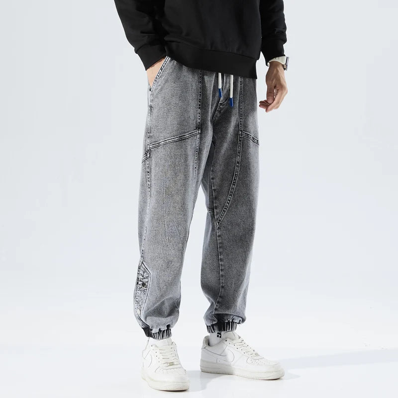 Spring Autumn Plus Size Baggy Jeans Men Hip Hop Streetwear Harem Pants Fashion Embroidery Stretch Cotton Casual Jogger Jeans 8XL