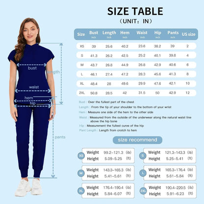 niaahinn Scrubs Set for Women Nurse Uniform Jogger Suit Stretch Top & Pants with Multi Pocket for Nurse Esthetician Workwear