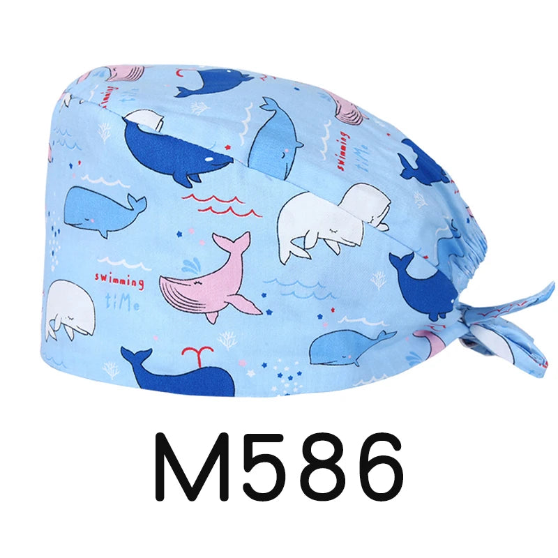 LONG HAIR Scrub Caps Surgical Medical Hats Cotton Nursing Caps Breathable Bouffant Healthcare Chef Pediatric Veterinary Hats M81