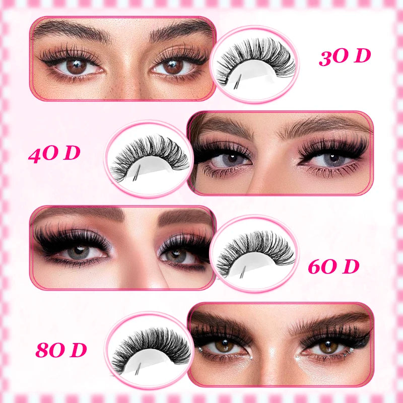 30D+40D+60D+80D False Eyelashes Set 9-16mm MIxed Individual False Eyelashes with Lash Applicators