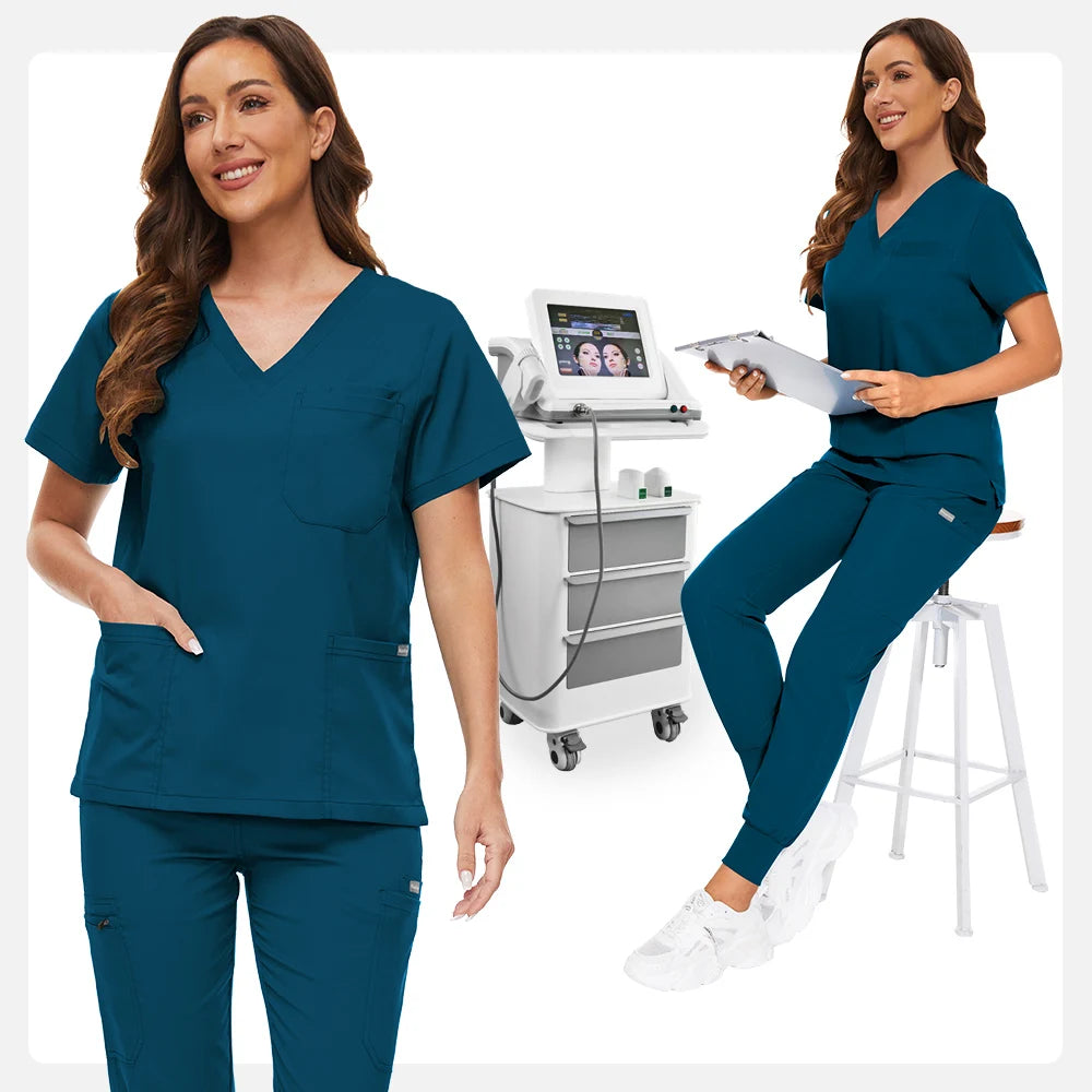 Hospital Scrub Sets Uniform Women Jogger Suit Nurse Accessories Medical Surgical Scrub Sets Pharmacy Healthcare Work Wear Unisex