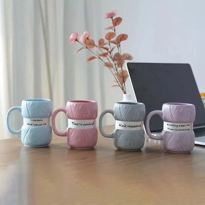 New Unique Knitting Style Mug 425ml Colorful Coffee Cup Insulated Water Cup Girl Christmas Holiday Gift Household Necessities