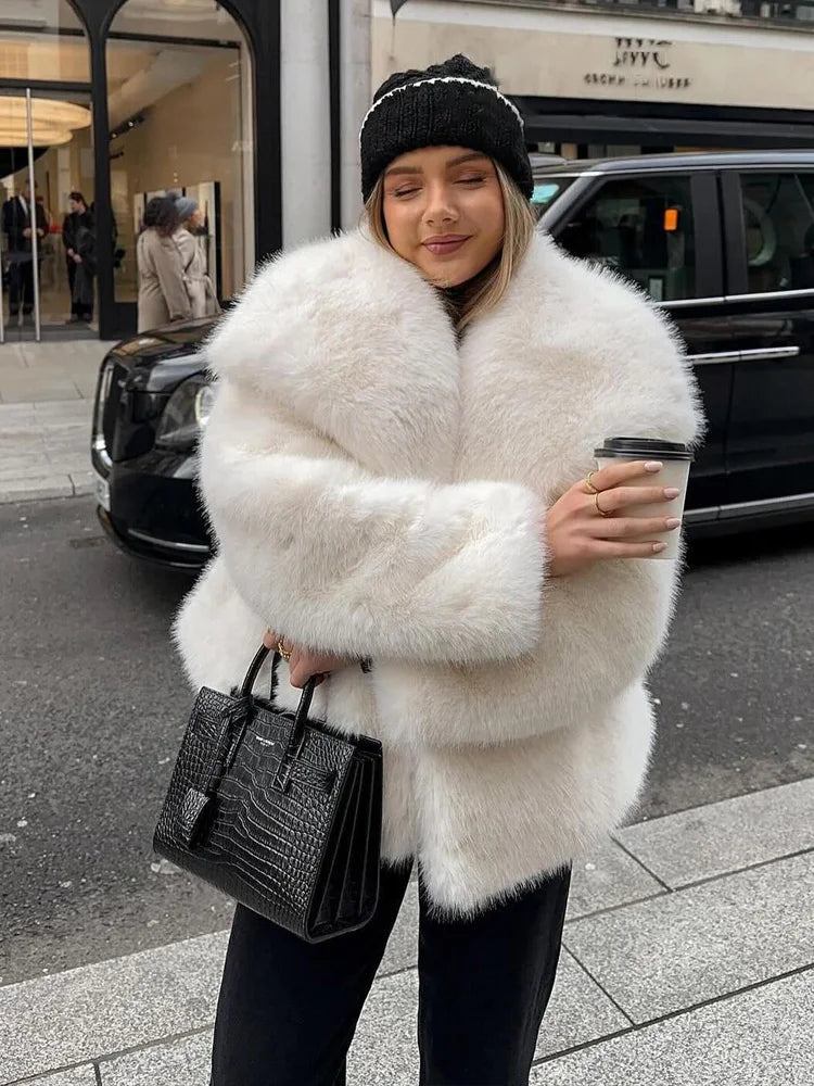 Winter Coats For Women Fashion New Faux Fur Long Sleeves Loose Coat Female Versatile High Street Women's Cardigan